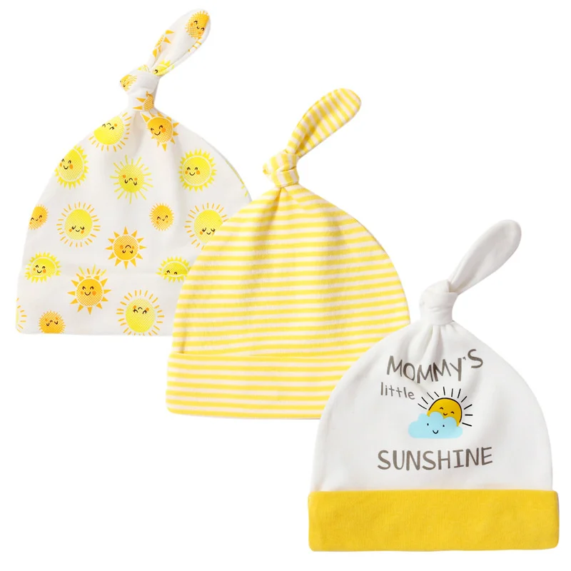momscare Baby hat 0-6 months ins newborn fetal cap female model baby spring and summer 3 pieces 5