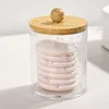 1/3pcs Qtip Holder Dispenser with Bamboo Lid Clear Black Cotton Ball Swab Cotton Round Pads Bathroom Apothecarey Jar Set 6