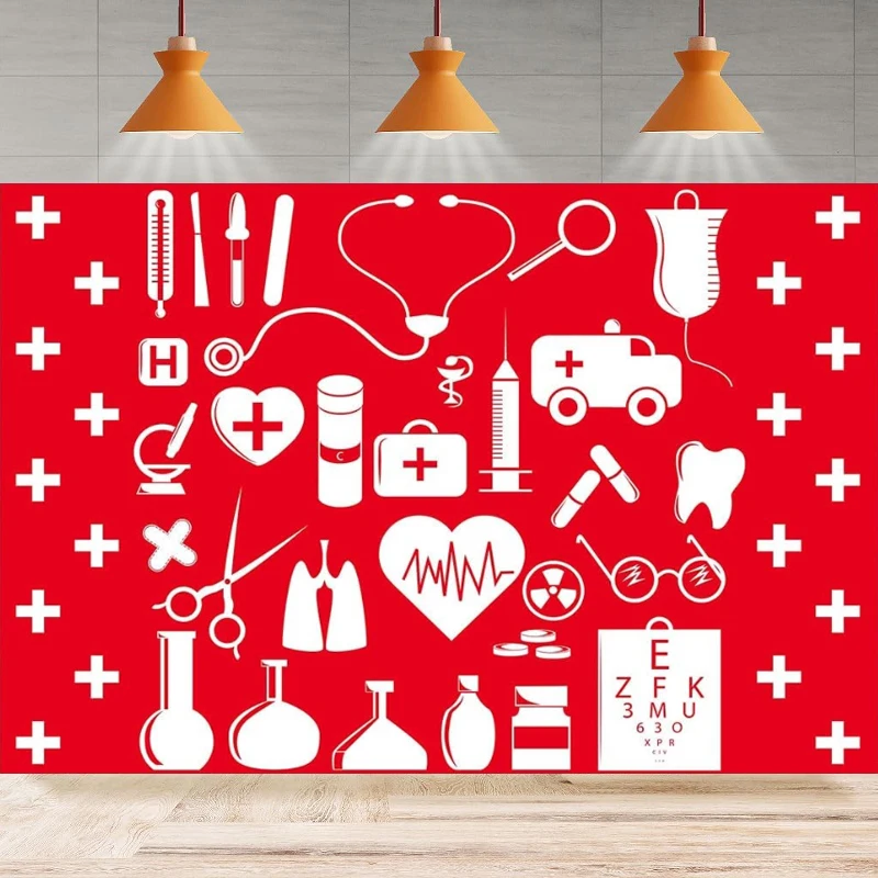 

Принадлежности для доктора и медсестры фон для фотосъемки красный и белый фон для фотосъемки искусственный Декор для дома баннер реквизит для фотобудки