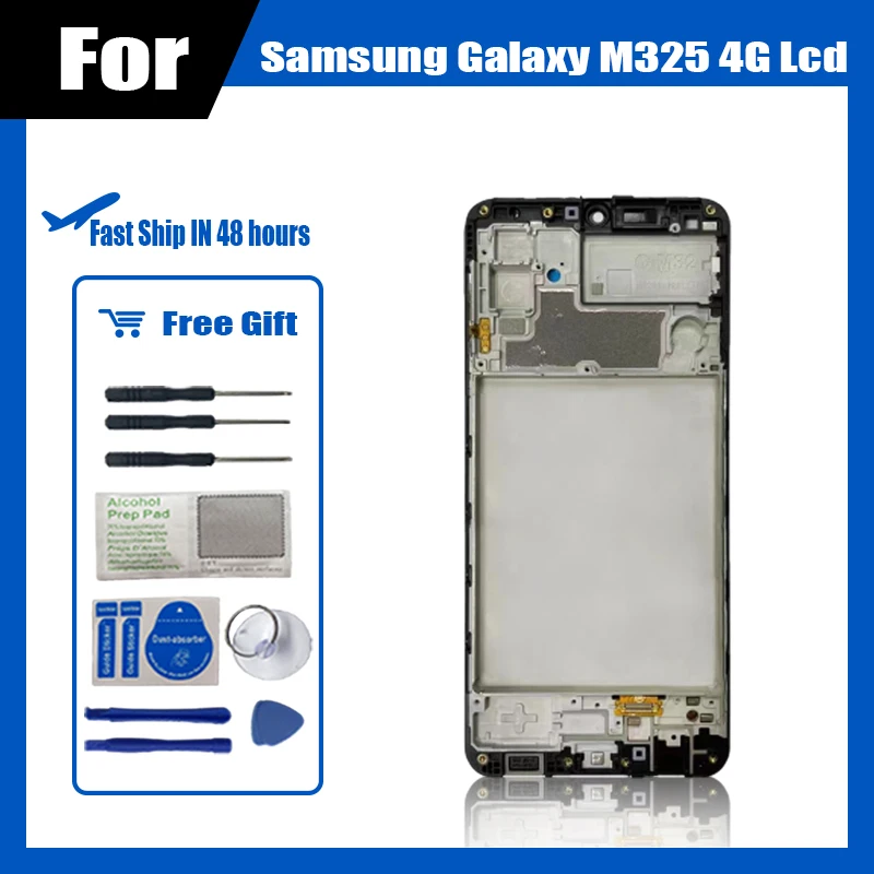 

6.4" Super AMOLED For Samsung Galaxy M32 4G 2021 M325F SM-M325FV LCD Display Touch Screen Digitizer / Frame Panel Assembly