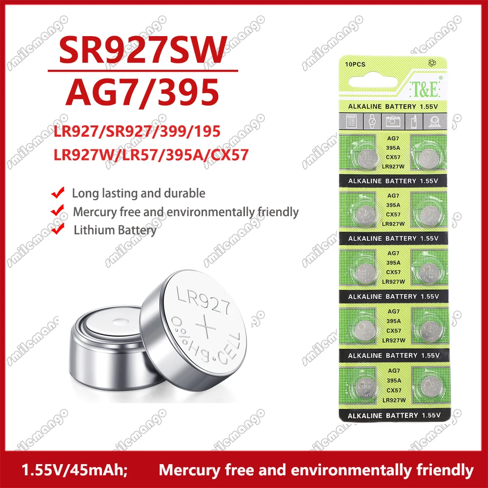 

2PCS-50PCS 1.55V AG7 LR927 LR57 SR927W 399 GR927 395A AG 7 Battery Button Batteries For Watch Toys Remote Cell Coin Battery