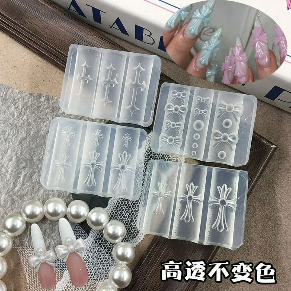 Trendy Nail Mold 3D Silicone DIY Carving Cross Butterfly Knot Nail Art Decor Stencils Reusable Manicure Template Tools 2