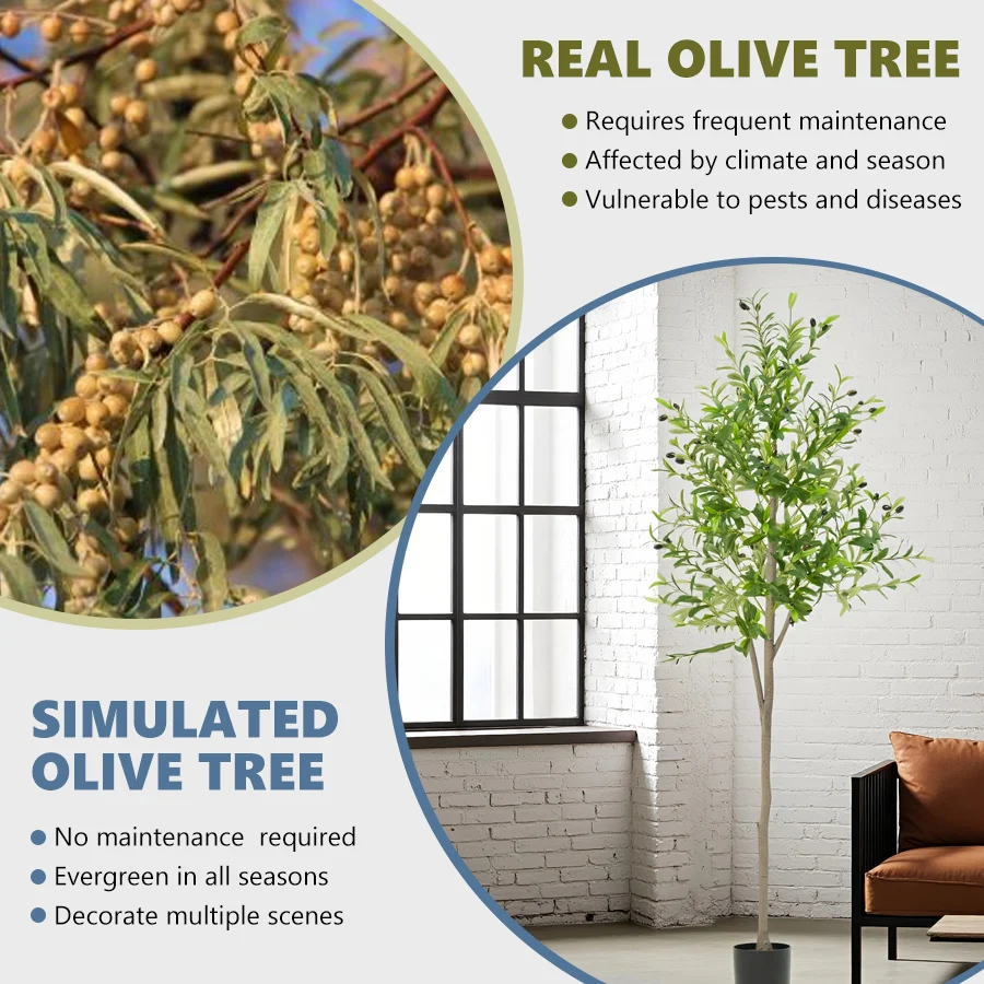 Artificial Plants Artificial Decorative Plants Olive Tree Room Decoration 6 FT Olive Tree With Fruit For Home Garden Decor — view 6