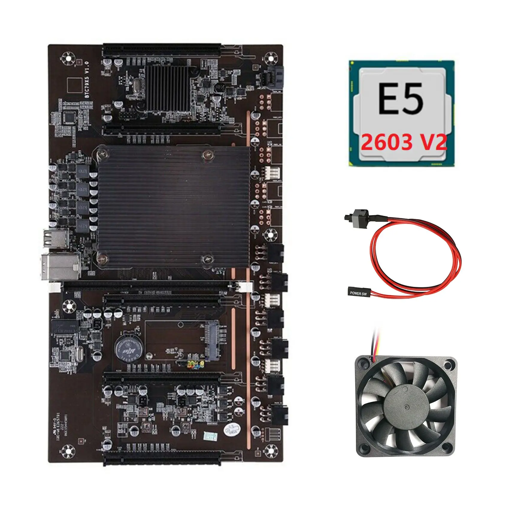Материнская плата для майнинга BTCX79 H61 с процессором E5 2603 V2 + вентилятором кабелем
