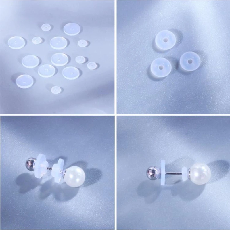 

60Pieces Plastic Disc Pads Stabilize Earlobe Support Patches Clear Piercing Disc Easy to Stabilize Earrings for Women