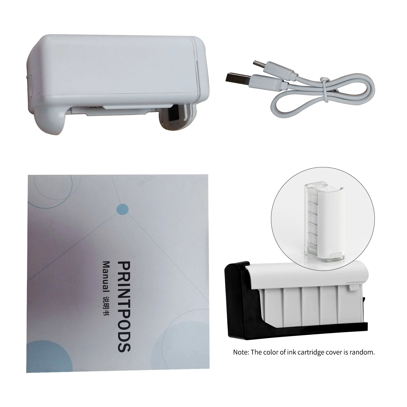 Handheld Printer Mini Portable Inkjet Printer with Ink Cartridge WiFi Connection Compatible with for Android for IOS Smartphone