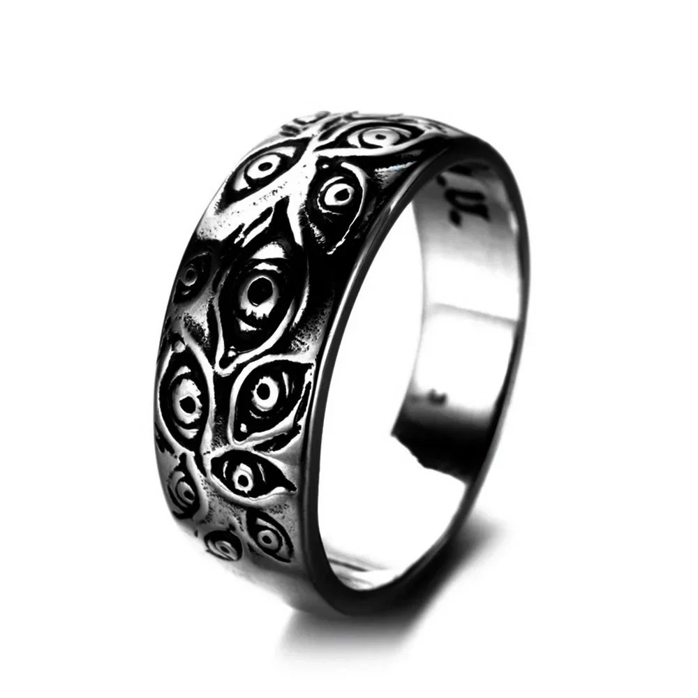 Vintage Gothic Minimalist Trend Devil's Eye Ring Men's and Women's Street Niche Party Creative Fashion Hip Hop Niche Gift Jewelry