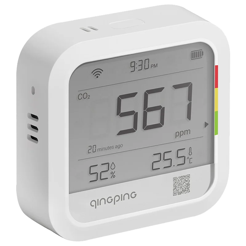 Qingping Thermometer Hygrometer CO2-detector, bewaking op afstand, temperatuur- en vochtigheidsmonitor, snelle waarschuwingsmelding, opladen
