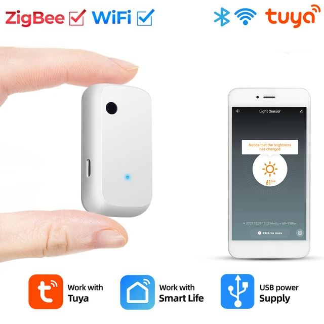 Tuya ZigBee/WiFi Light Sensor Intelligent Home Illumination Sensor Brightness Detector Automation Work with Smart life Linkage 1