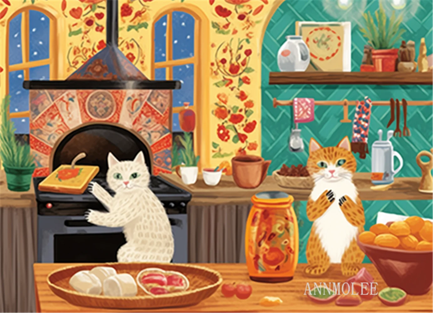 

Puzzles for adults and Family jigsaw puzzles kitten Pizza Store Formation wooden Educational Colorful Puzzles for Home