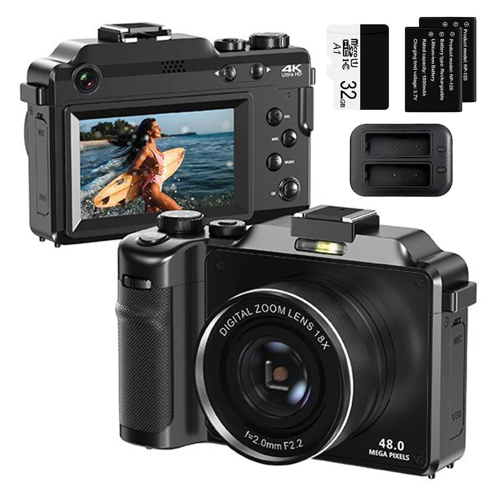 Dual Lens Hd Digital Photography Camera 4K Wifi Webcam Camera Vintage Vlog Videoregistratore Zoom 18X Videocamera Youtube Shell Fai Da Te