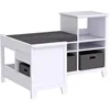Martha Stewart Kids' Corner Nook - Creamy White: Wooden Storage Bench Bookcase Organizer with Seat Cushion and Fabric Bins 4