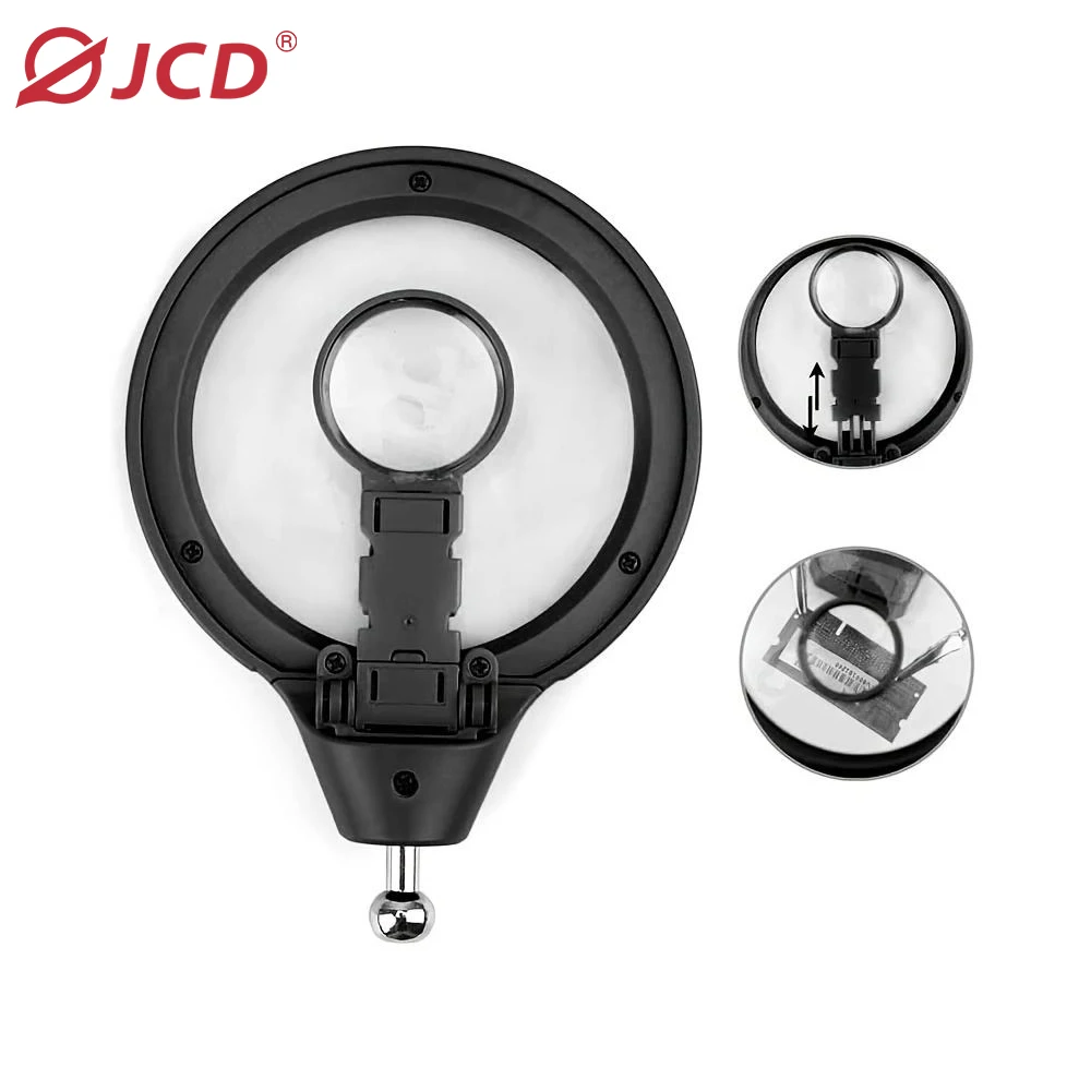 JCD Welding Magnifying Glass LED Light Auxiliary Clip Loupe Magnifier 3 In1 Hand