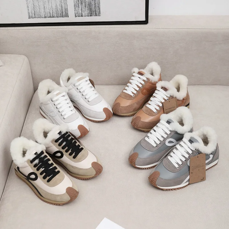 

2023 New Korean Autumn And Winter Version Of Agan Shoes Wool Leather Sports Casual Shoes Inside The High Platform Shoes Woman