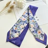 Floret Printed Hairband Silk Satin Bag Scarf For Women Skinny Long Wrist Ribbon Neck Scarves Fashion Hair Scarfs For Women 2