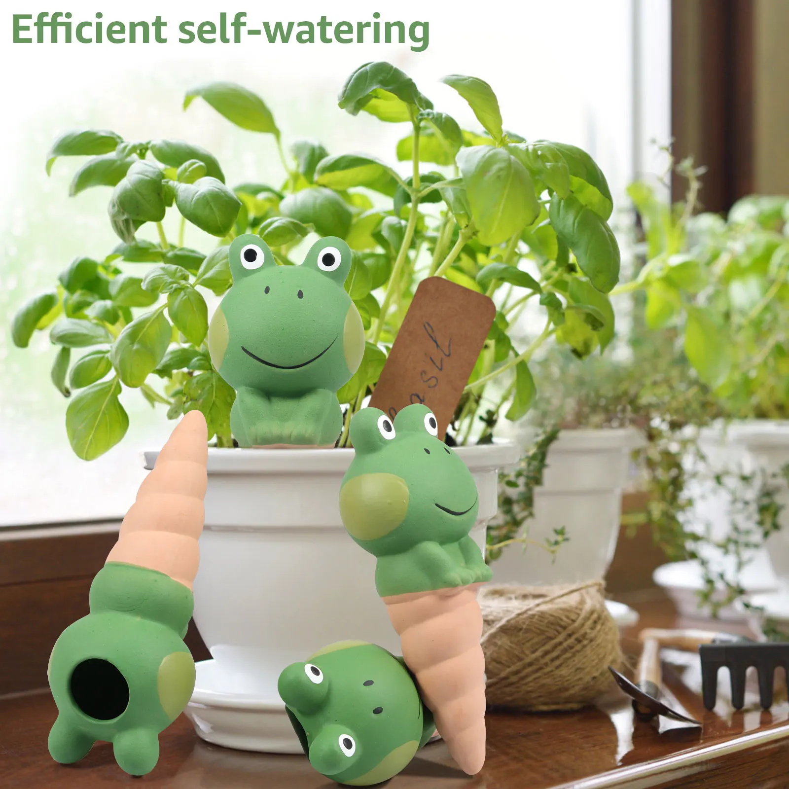 4 Packs Frog Shaped Self Watering Spikes Plant Watering Devices Efficient Automatic Irrigation Spikes Lazy Self Stakes