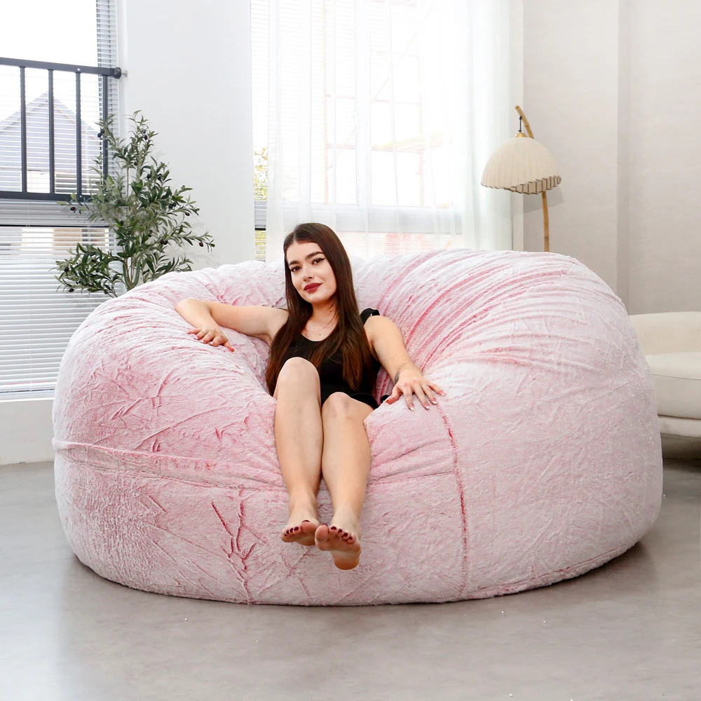 Dropshipping Living Room Big Round Soft Fluffy Faux Fur no filler