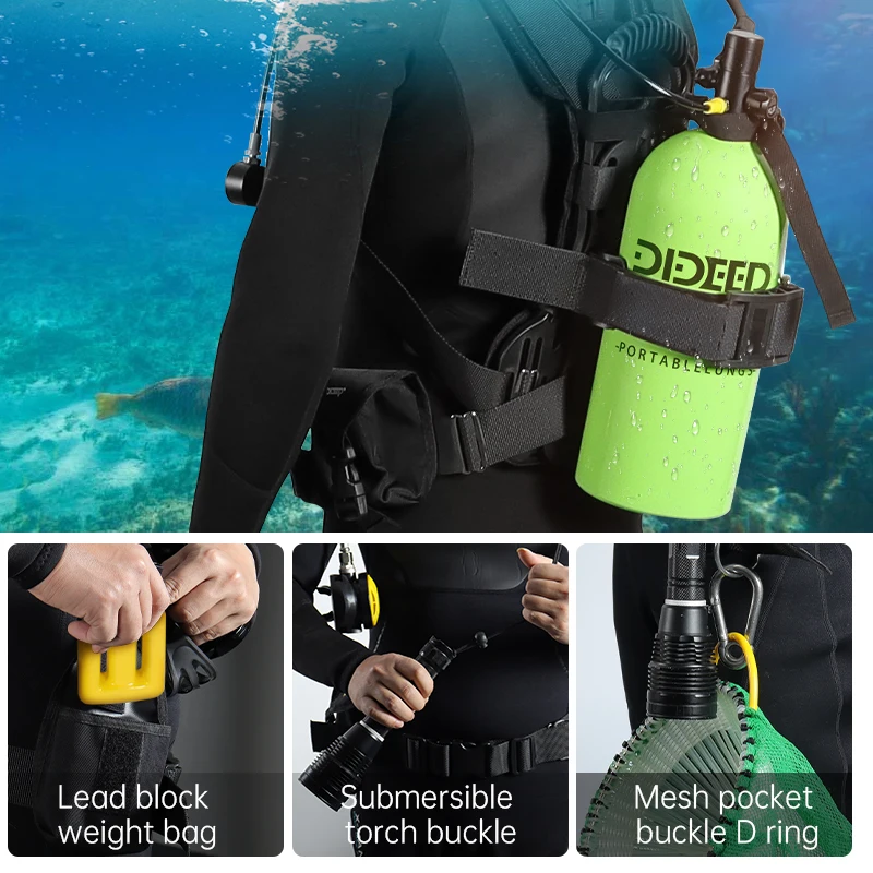 3L Scuba Diving Cylinder Oxygen Tank Set Snorkeling Equipment Respirator Fish Gill Oxygen Cylinder Standby Diving Equipment