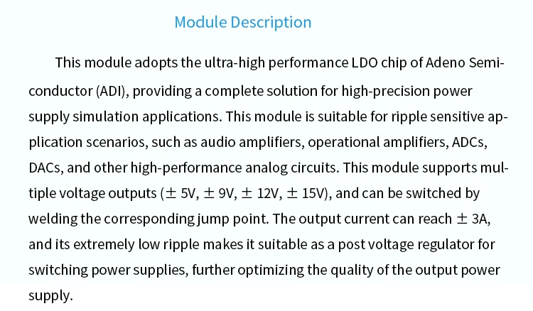 High power linear power supply ± 3A, high current 1mV, ultra-low ripple positive