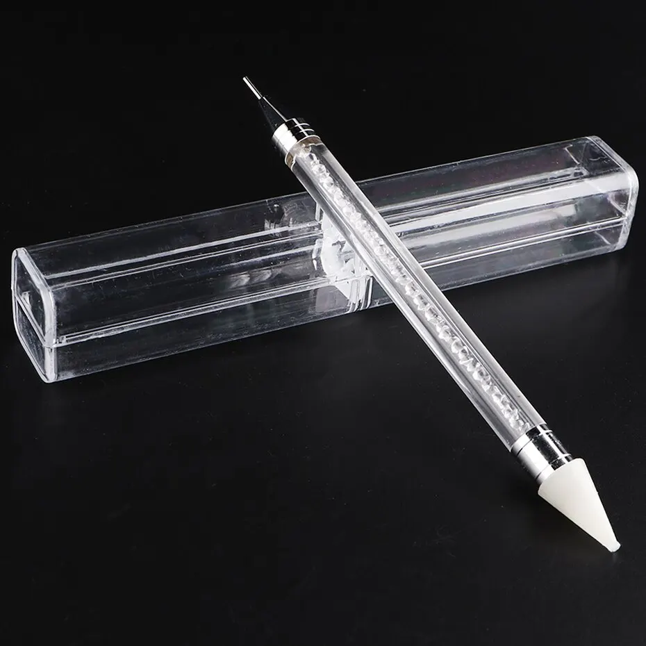 2 Pcs Nail Art Dotting Pen Double End Painting DIY Brush Rhinestone Handle Diamond Picker Manicure Tool