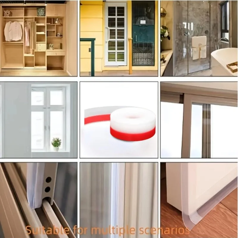 5M Door Bottom Seal Strip Windproof Dust Door Seal Self Adhesive Windshield Sealing Tape Anti-Cold Gap Blocker Sealing Strip