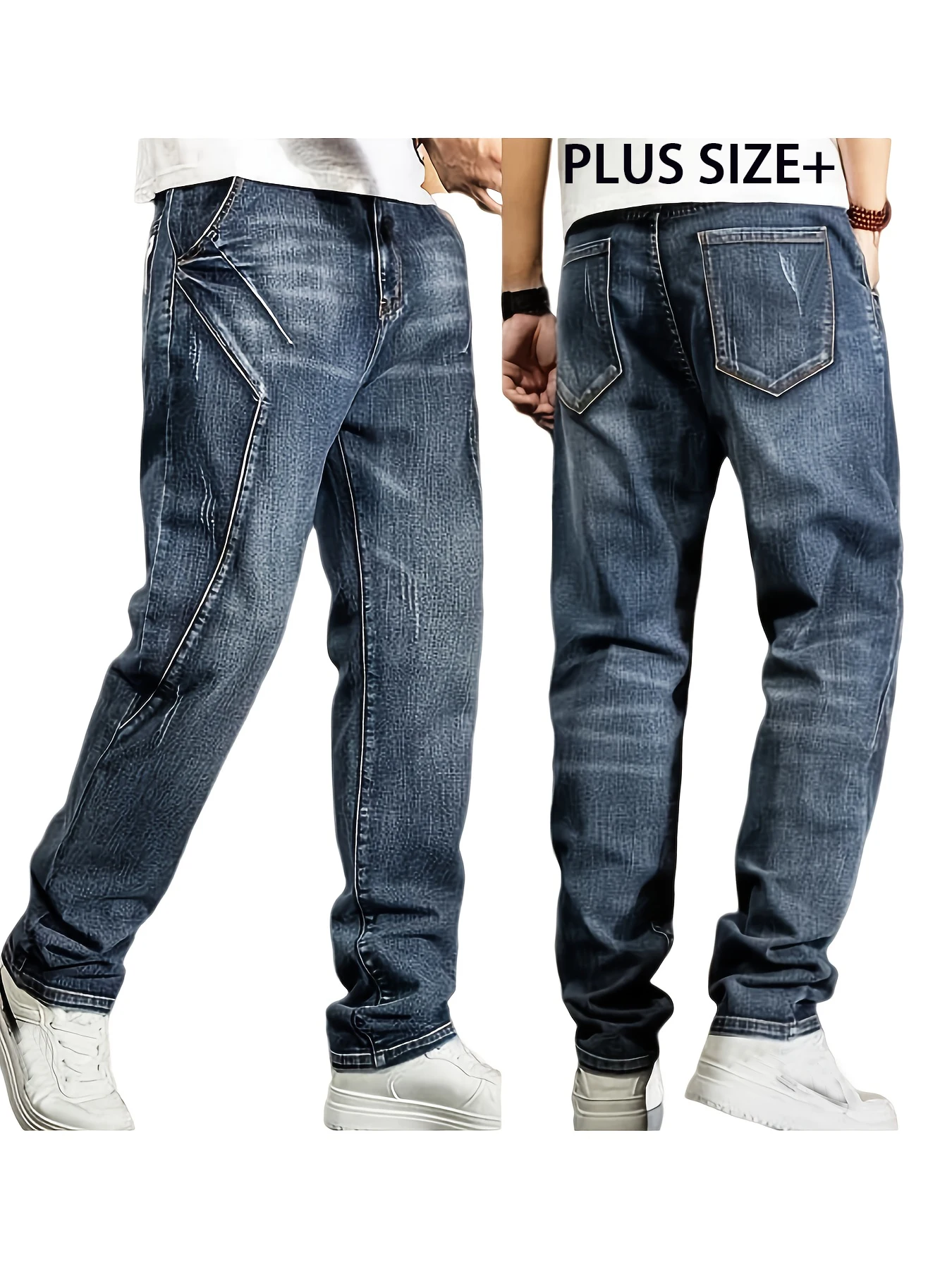 Plus Size Pants Business Men's Jeans 2Xl-6Xl Spring Summer Casual Straight Stretch Fashion Work Denim Trousers Male Clothing