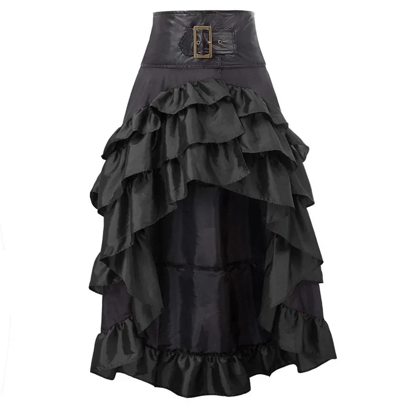 Vintage Women Pirate Skirts Ruffled Trim Gothic Irregular Corset Matching Skirts Steampunk Medieval Showgirl Party Cosplay Dress