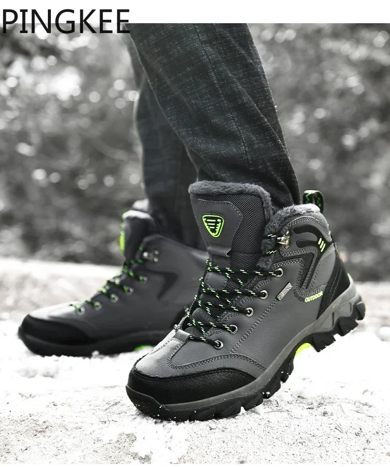

Походная обувь PINGKEE для мужчин, зимние водонепроницаемые уличные спортивные кроссовки для альпинизма, охоты, походов, мужская обувь