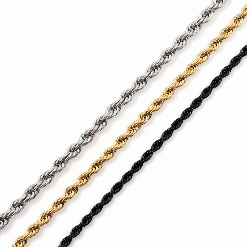 Rope Chain Necklace Men 2022 Classic New Handmade Stainless Steel Twisted Link Chain Necklace For Men Jewelry Gift