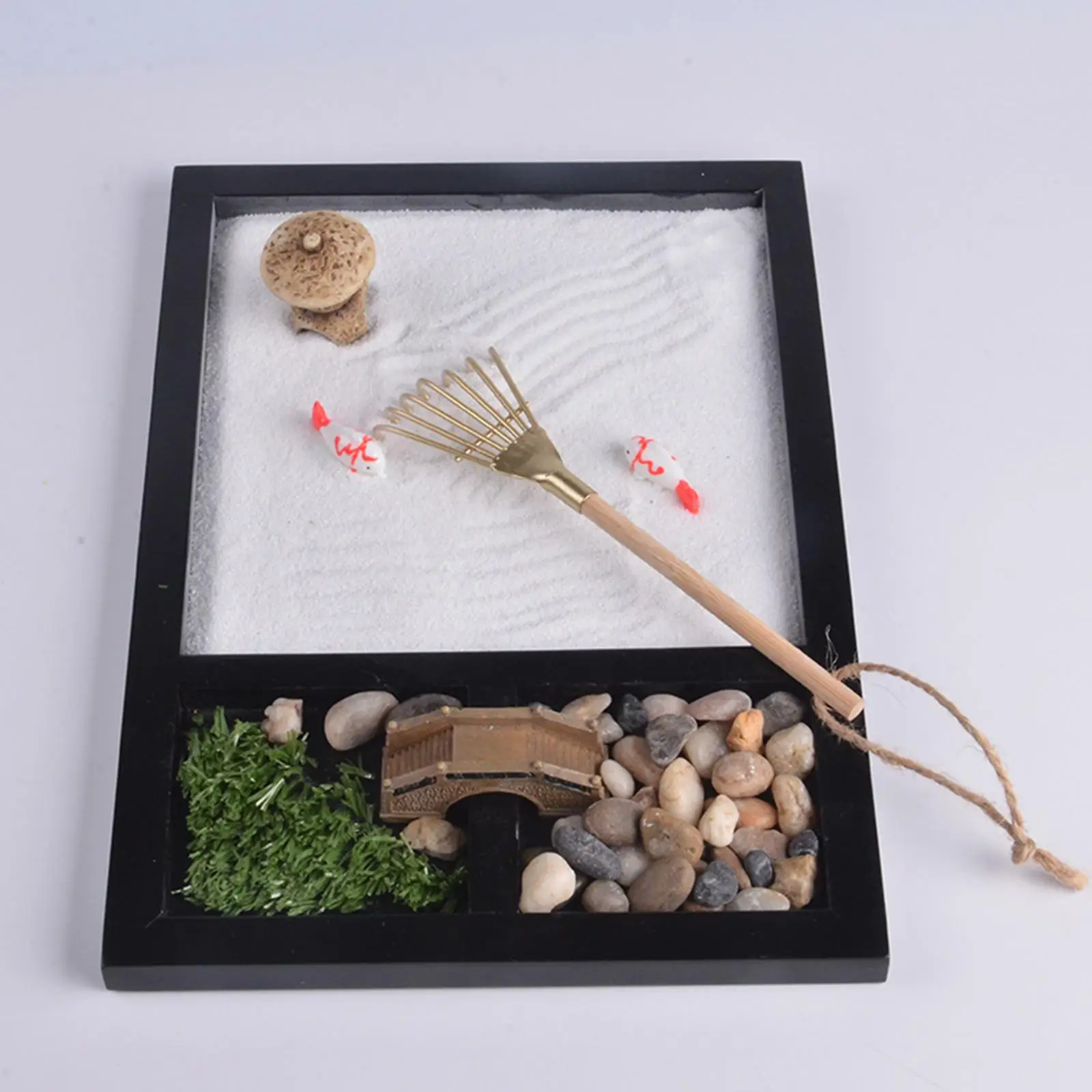 Zen Garden Kit Relaxation Mirco Landscape with Incense Holder for Desktop