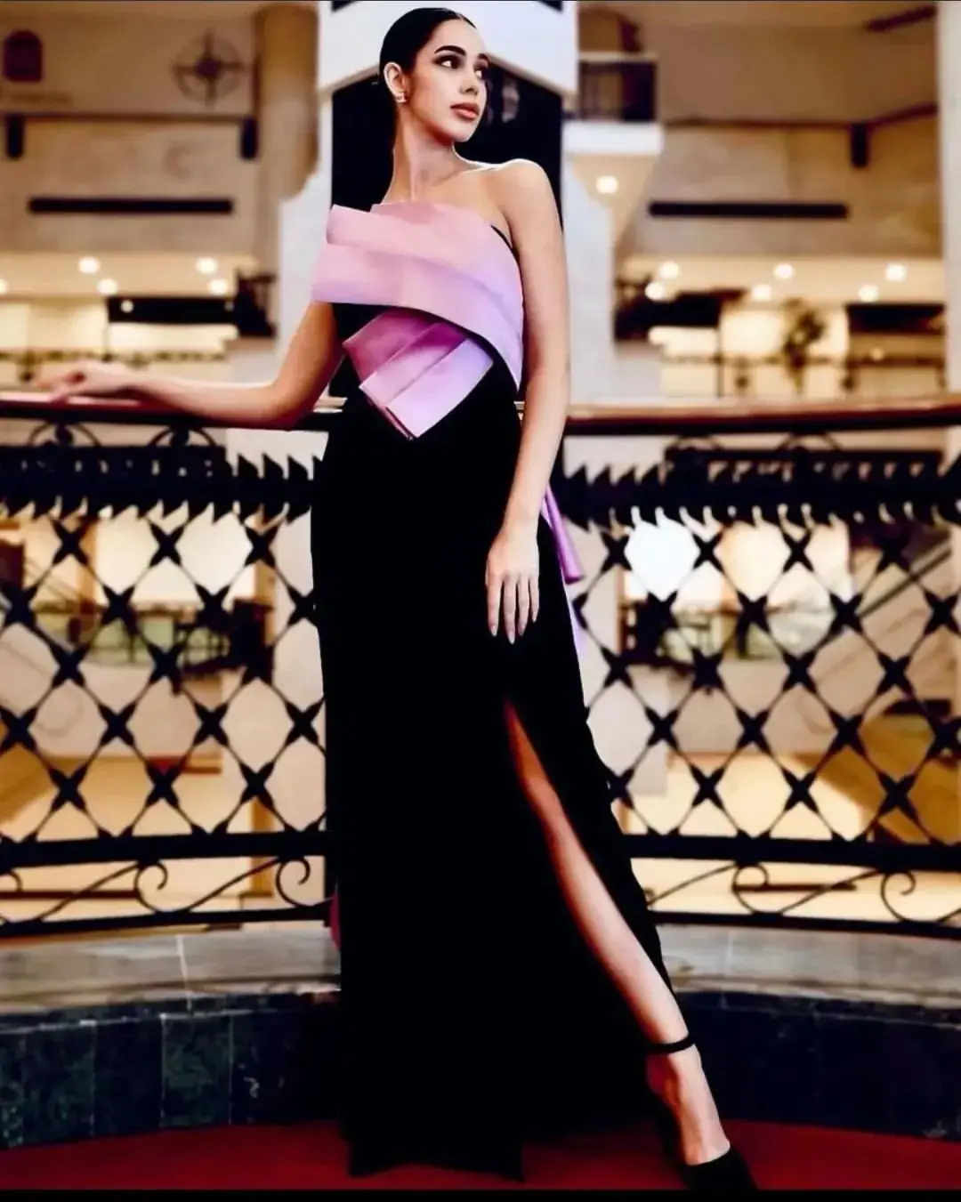 

Santorini Ladies Wear Special Black Dresses Prom Party Strapless Contrast Side Slit Long Elegant Evening Gowns