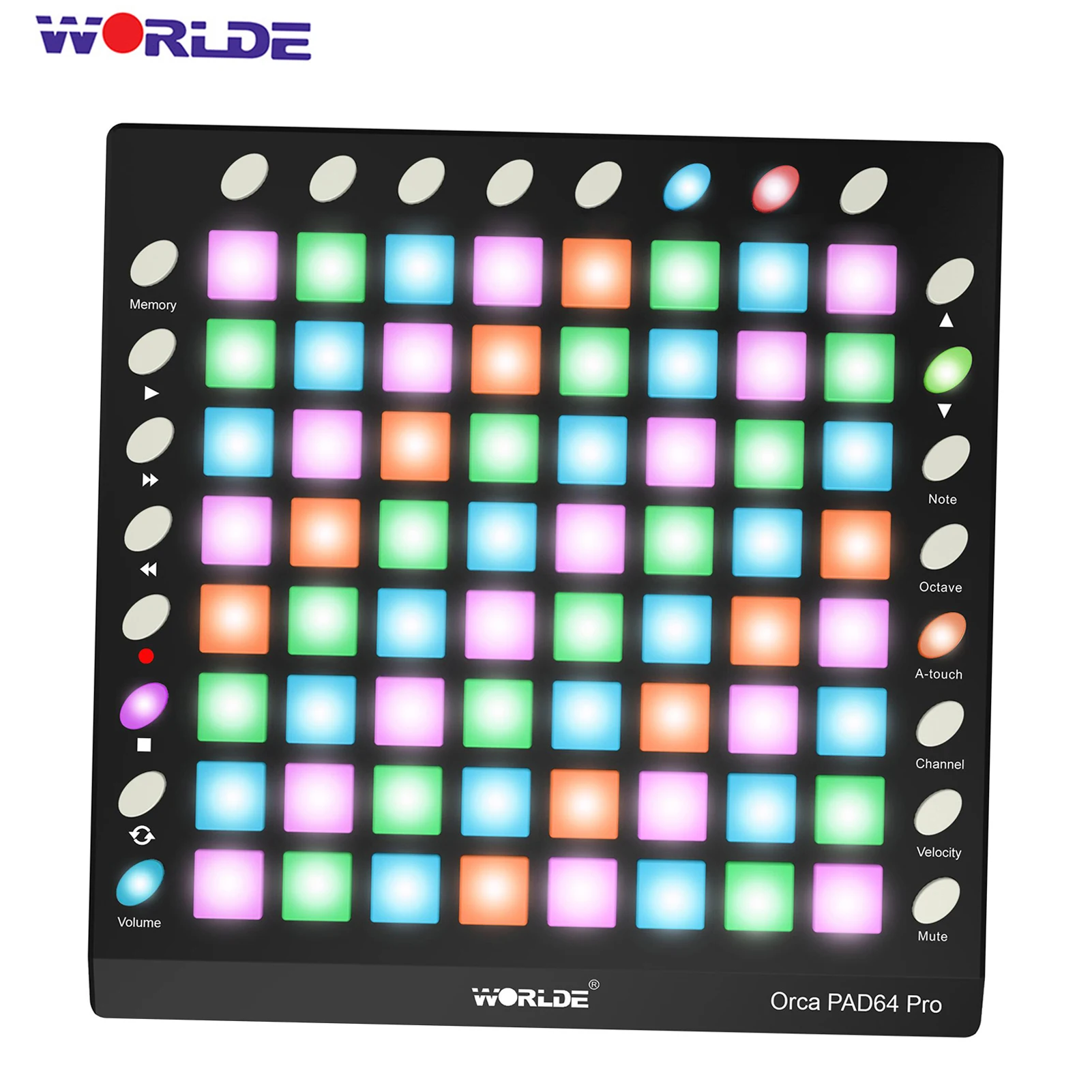 Worlde Orca Pad64a Pro Portable Usb Midi Drum Pad Controller 64 Rgb