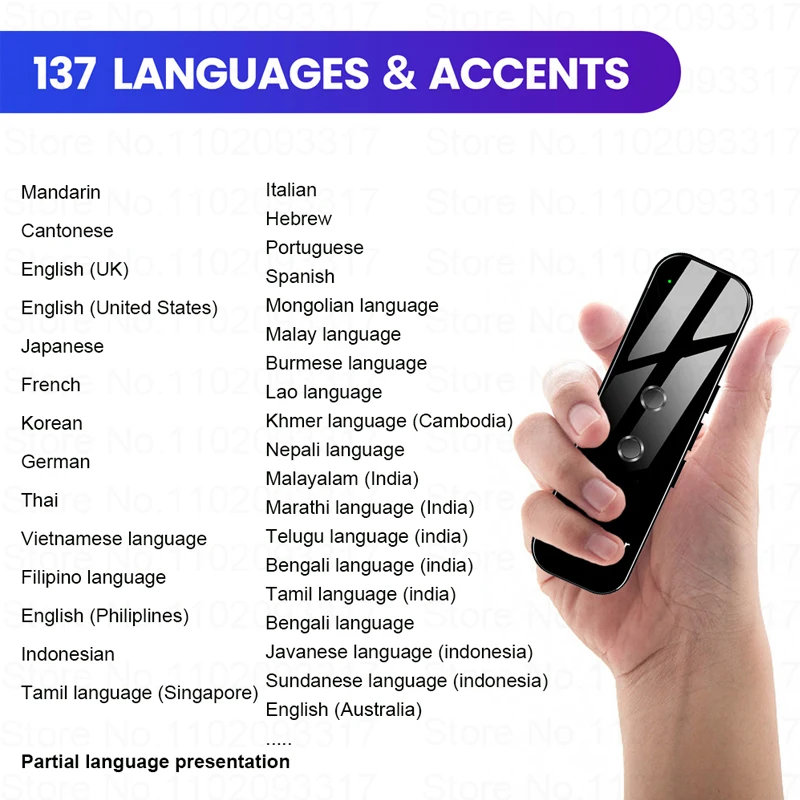 Smart Instant Language Translation Machine Real time Portable Voice Translator Device Artificial Intelligence Bluetooth G6 voice translator language translator