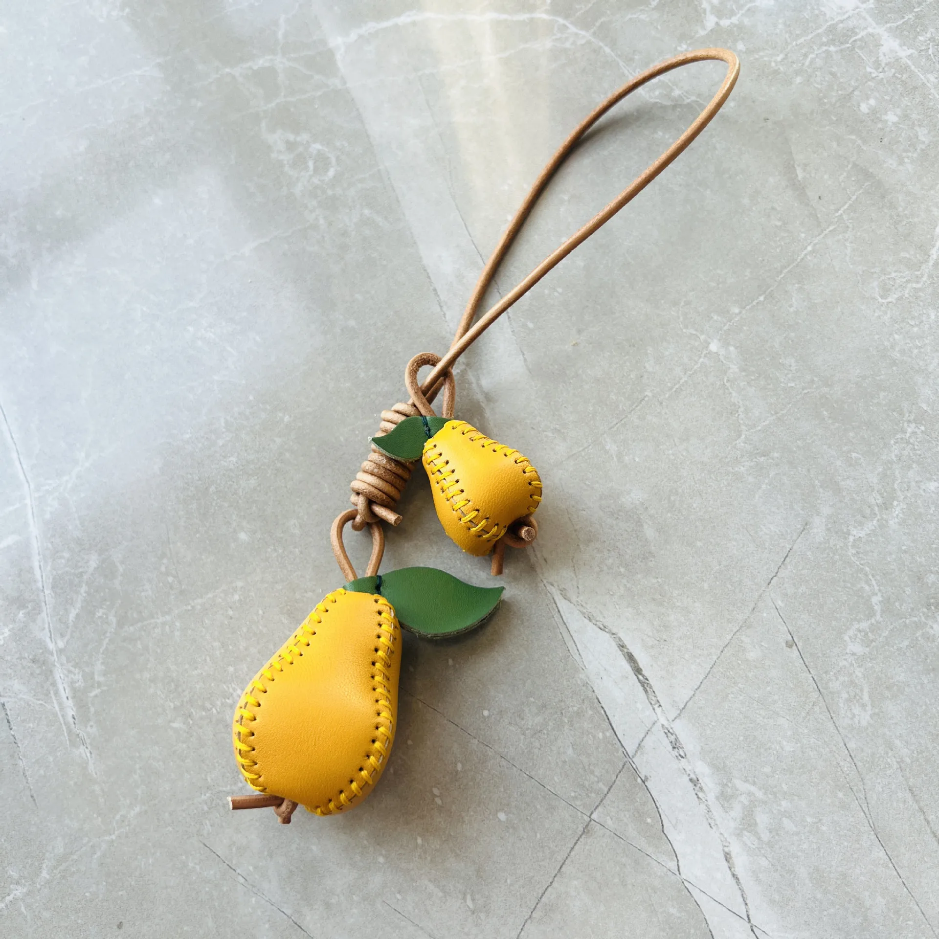 Genuine Leather Fruit Bag Charms Handmade Keychain For Handbags_voghion.com