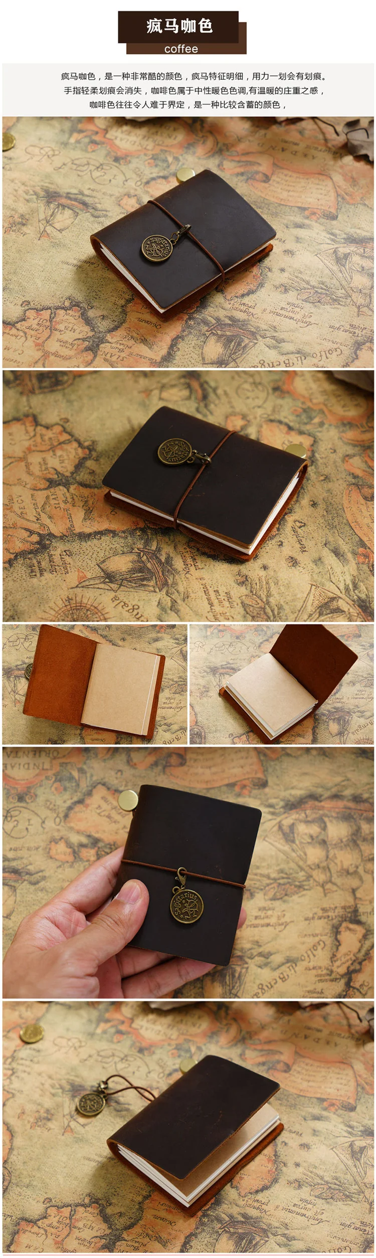 Handgefertigtes Vintage-Reiseheft Mini Edition MINI Loseblatt-Notizbuch Oberschicht Rindsleder Taschentagebuch Buchnotizbuch – Detail 17