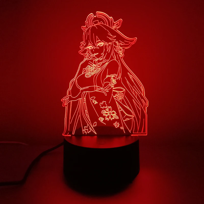 nursery night light Genshin Impact Account Yae Miko Kazuha Xiao Hu Tao Raiden Shogun 3d Led Lamp For Bedroom Manga Night Lights Anime Figure Luces star wars night light Night Lights