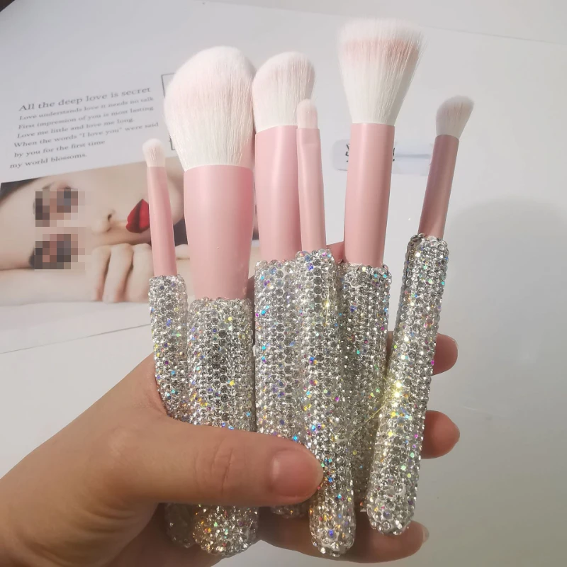 12 Piece Bling Rhinestone Makeup Brushes, Silver