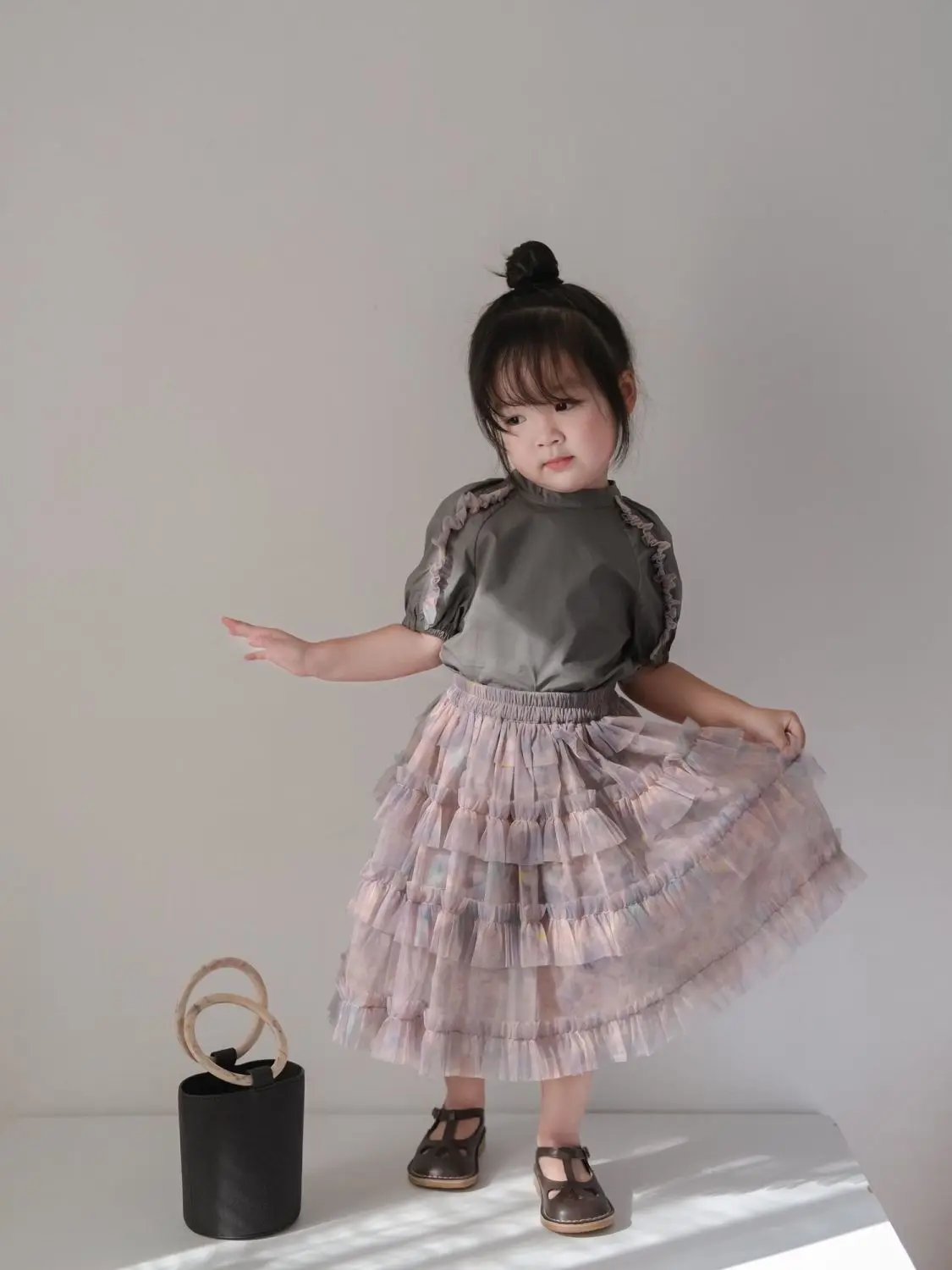 Girls\' Fashionable Suit Lace Color Matching Short-Sleeved T-shirt Baby Girls\' Tutu Pettiskirt Cake Dress Two-Piece Set