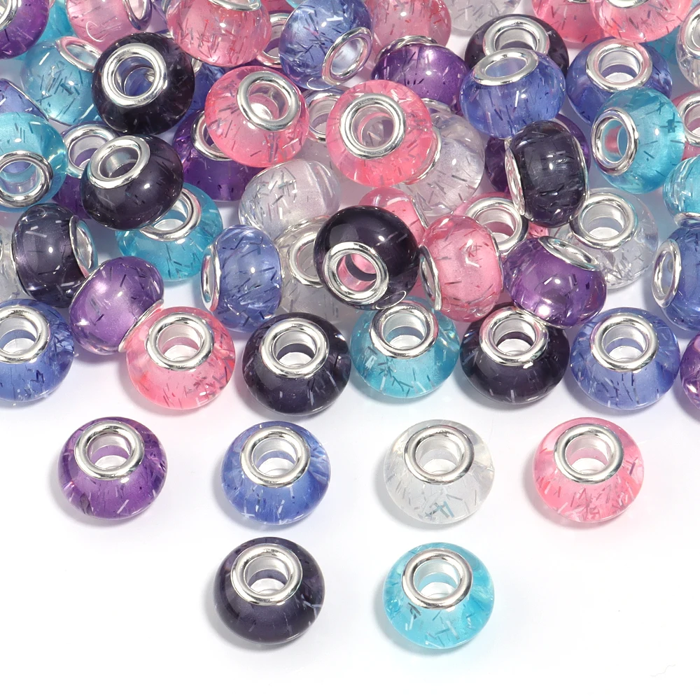 

20Pcs/Lot 14×9mm Resin Beads Transparent Colorful Large Hole Loose Beads For Fashion Bracelet Necklace Diy Jewelry Making