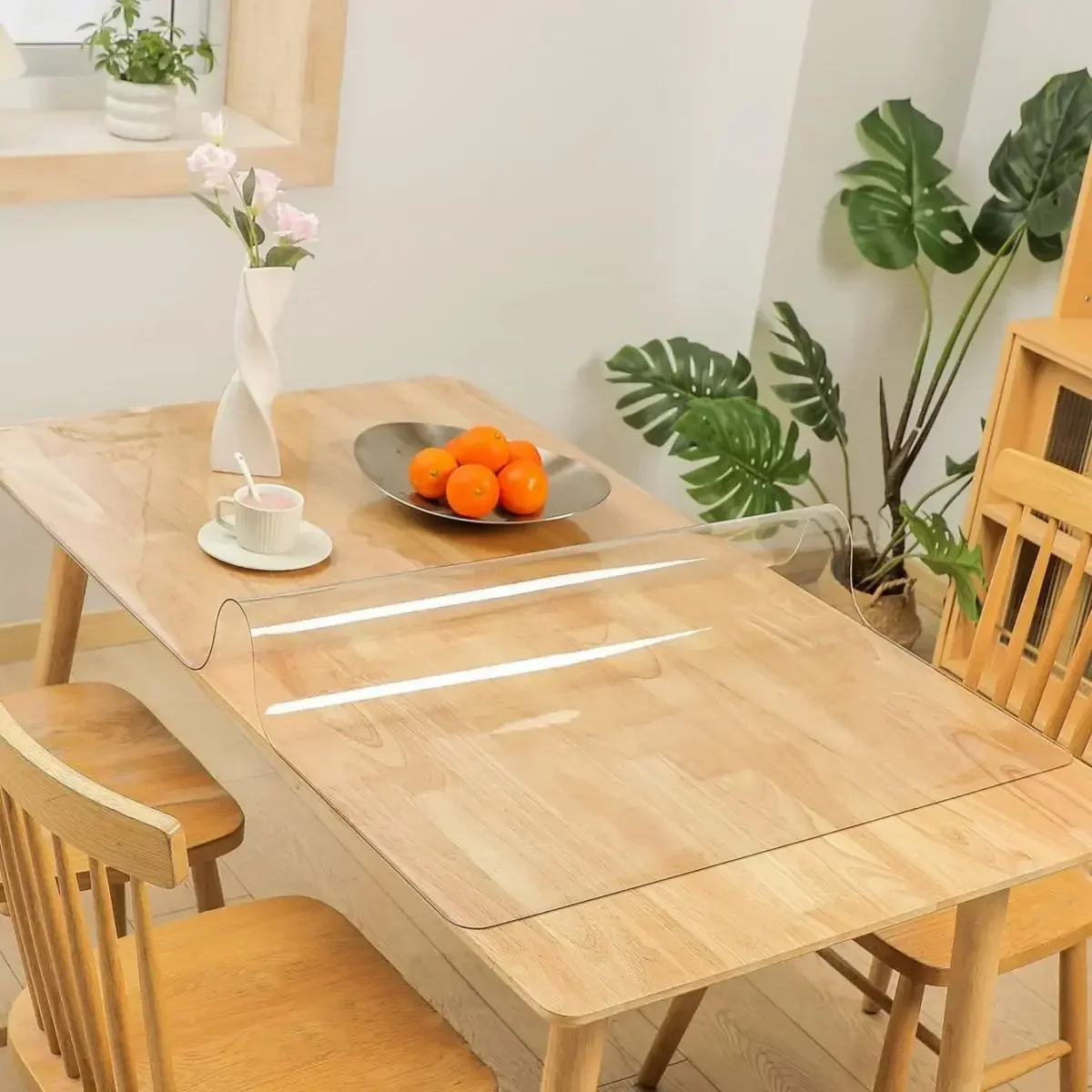 PVC transparent tablecloth with a thickness of 0.25mm, heat-resistant, waterproof, and oil resistant dining table mat, 1pc