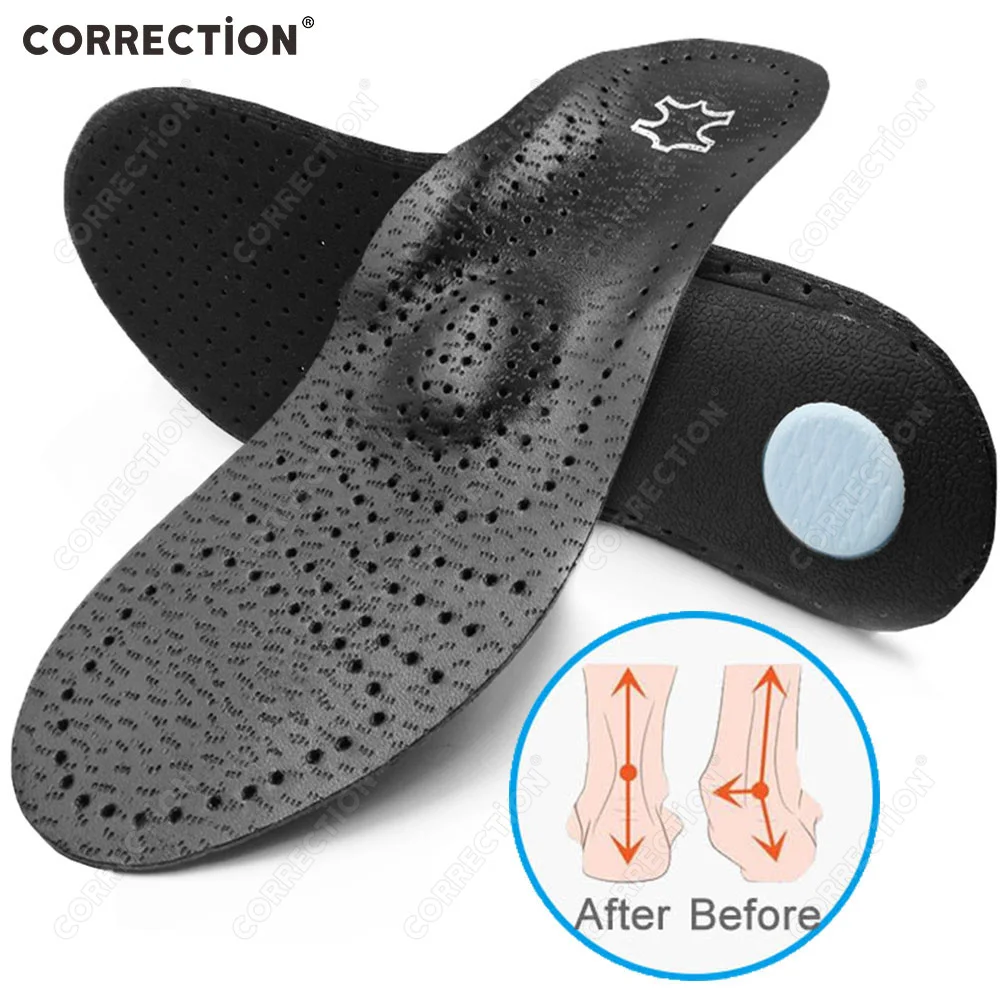 

CORRECTION Leather O/X Leg orthotic insole for Flat Feet Arch Support Latex orthopedic shoes sole Insoles for feet men women