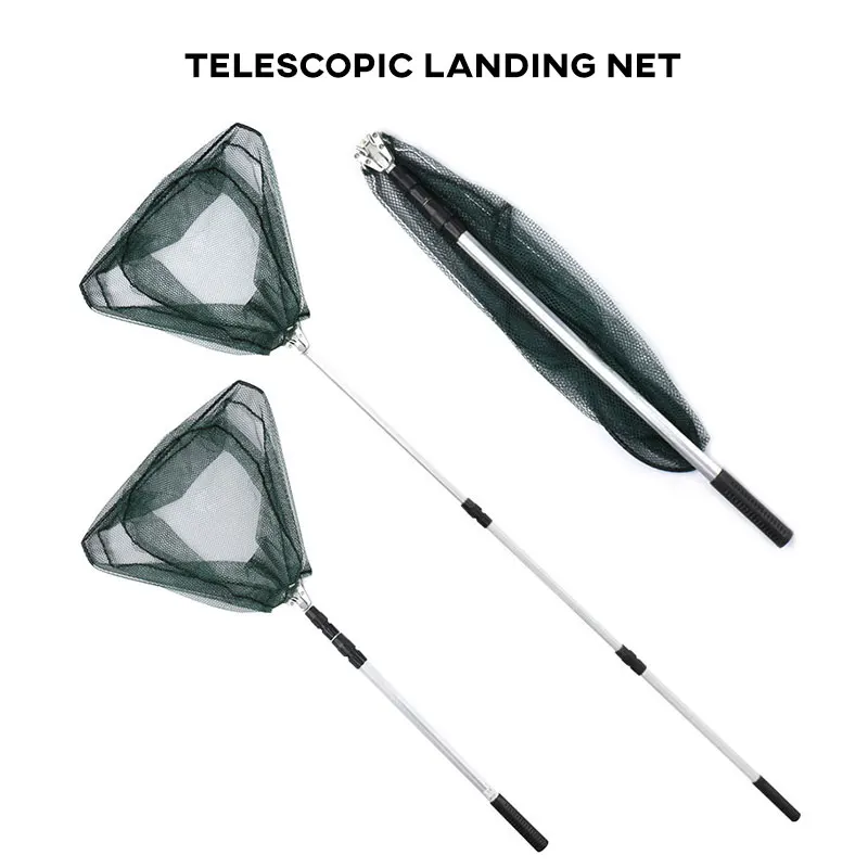 Filet de pêche télescopique aluminium 190 cm pliable pour carpe et pêche à la mouche en mer