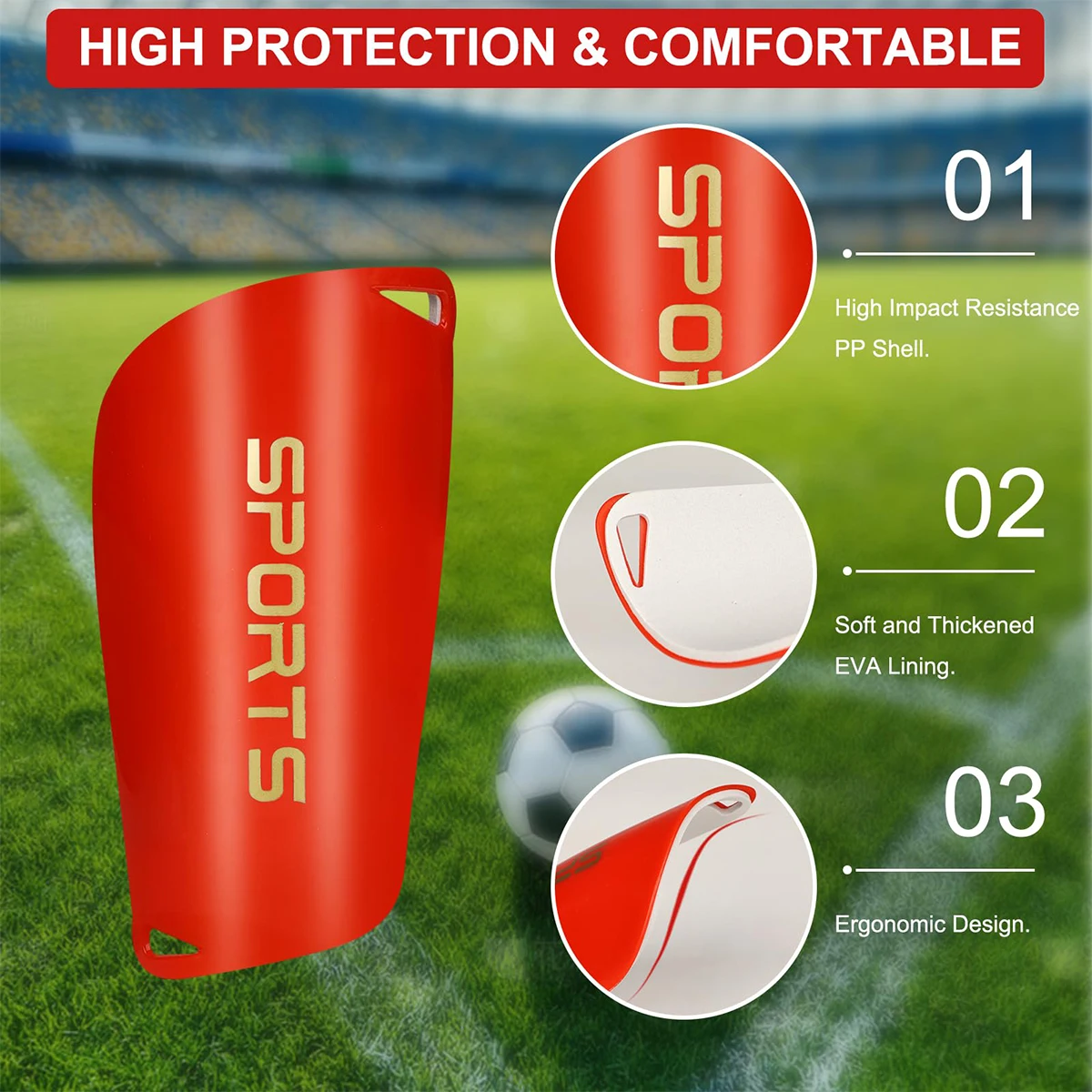 A set of football shin guards, suitable for competition and daily training, to improve the level of competition