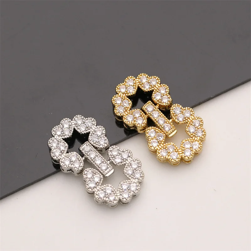 

2 Pcs 4 Rows Rectangle Clear Crystal Copper CZ Gold Plated Clasp For Pearl Necklace Bracelet Making DIY Craft Accessories