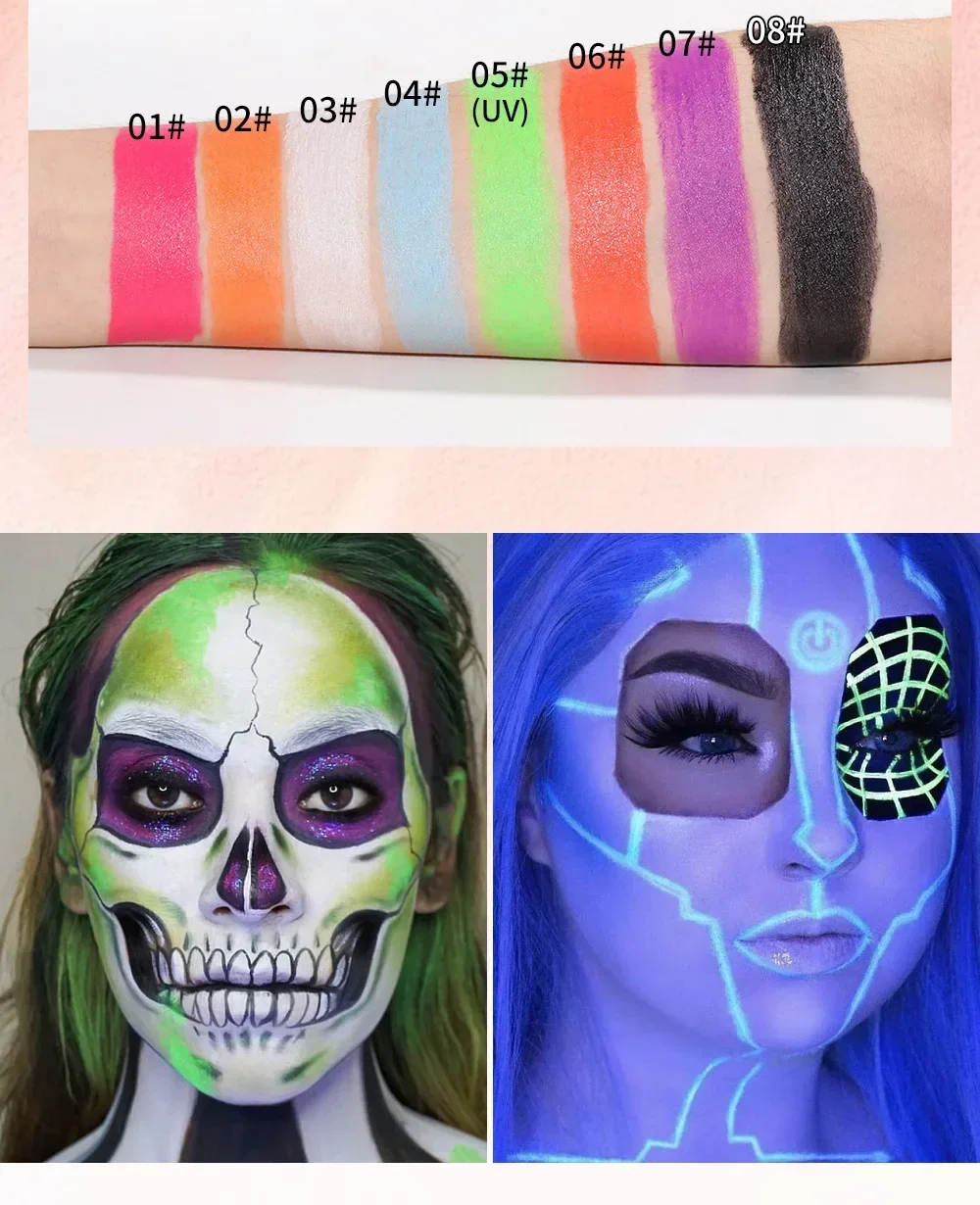 8 Colors Body Face Paint Make Up Kids Face Cosmetics Party Make Up Paint Professional Faces Durable Gadgets Cosplay All in One 5