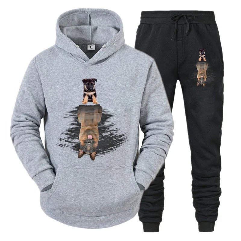 thumbnail image 1 of Chándal para hombre con estampado divertido de perro, ropa deportiva para correr, sudadera con capucha y pantalón de moda, conjunto de 2 piezas para amantes de los perros y animales, conjunto deportiv, 1 of 4