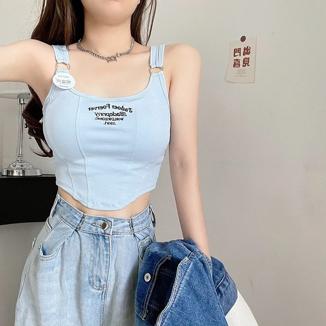Tank Top With Built In Bra Cups Women's Square Neck Vest Female Casual  Sport Fashion Short Top Basics Solid Crop Top 2023 Summer - AliExpress
