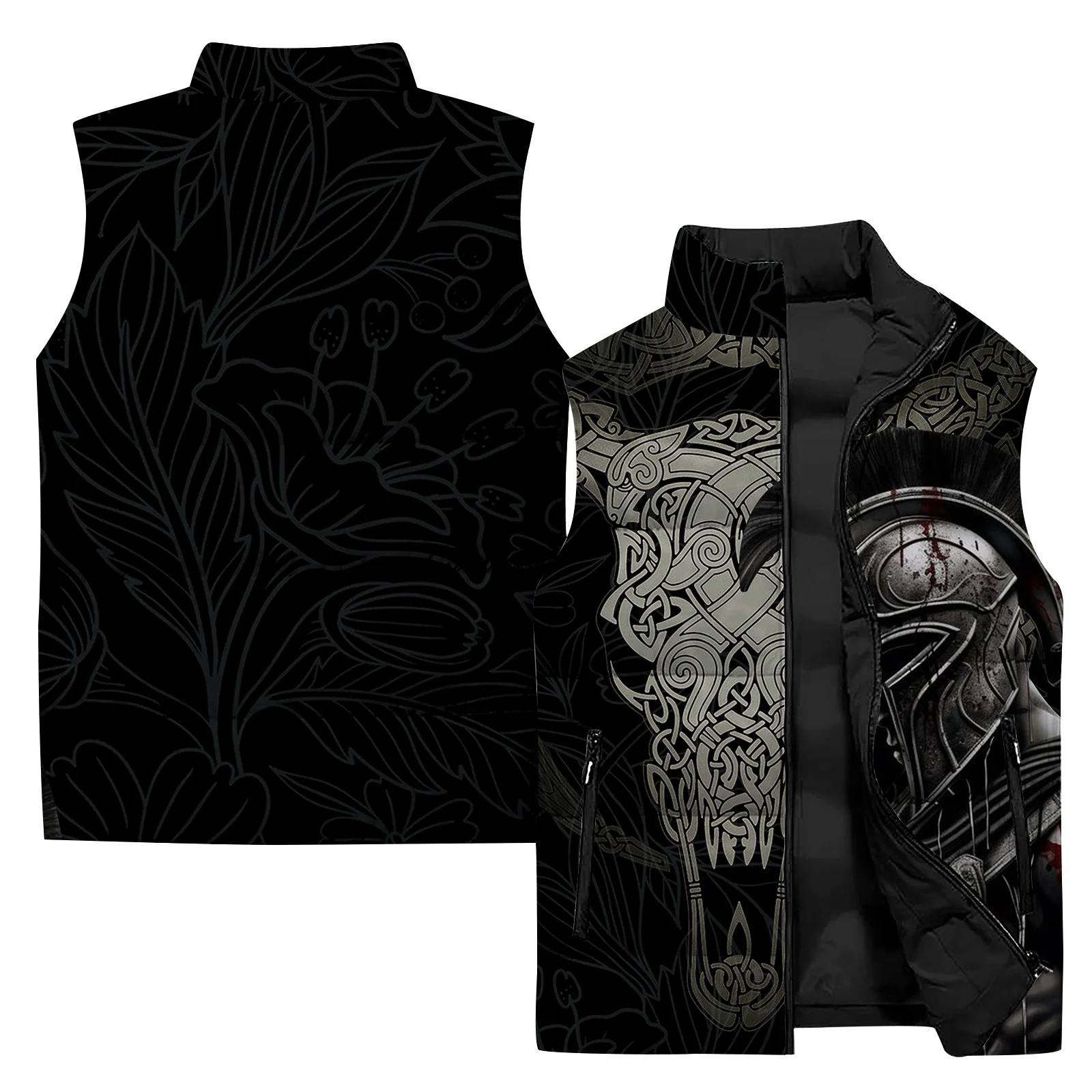 thumbnail image 4 of Chaqueta sin mangas con cremallera de invierno para hombre, chaqueta con estampado 3D de animales, ropa Y2K, ropa deportiva informal de calle para hombre, 4 of 5
