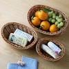 1Pcs Rattan Wicker Woven Serving Baskets for Bread Fruit Vegetable Handmade Oval Storage Basket Display Rattan Basket 2