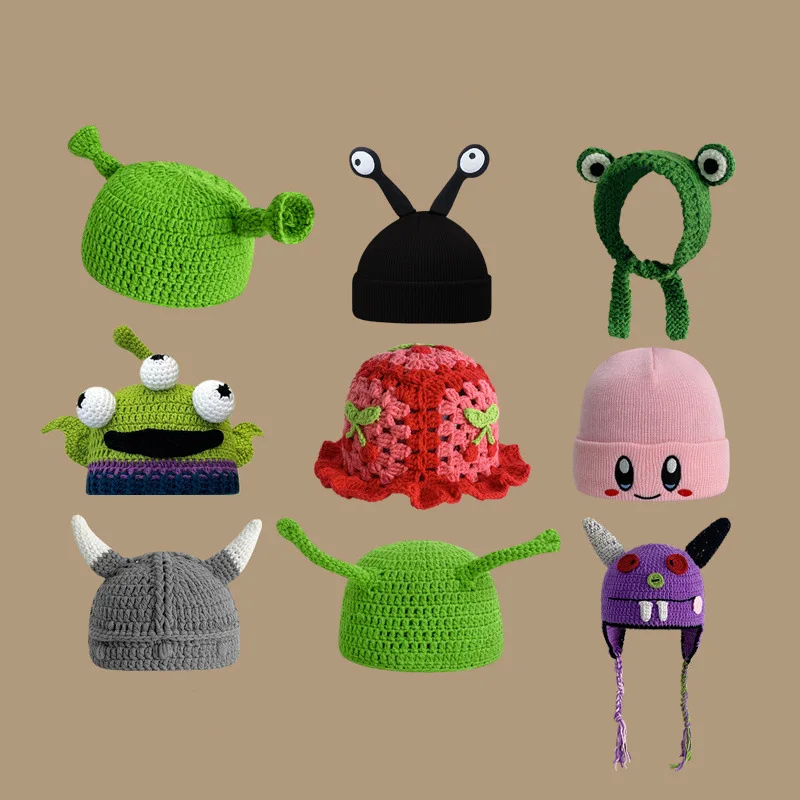 Cute hand knit hat Creative new warm cartoon knit cap Hip-hop Skullies Knitted Hat Cap Costume Accessory Gifts Warm Winter Bonne